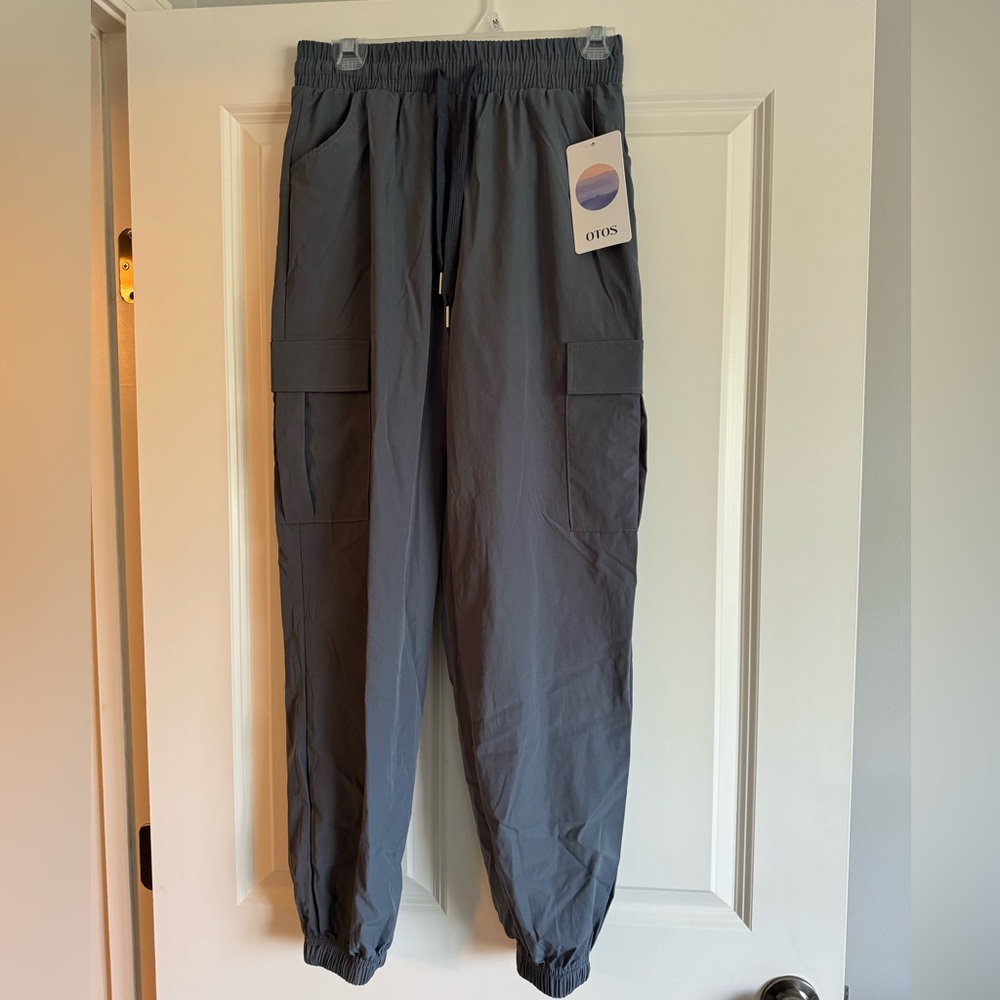 Grey Drawstring Cargo Joggers Large